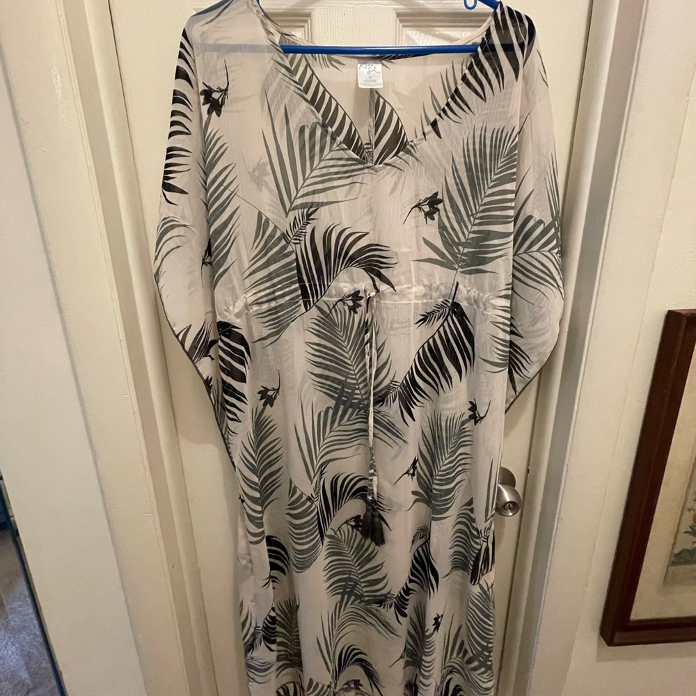 PALM TREE SHEER BATHING SUIT COVER